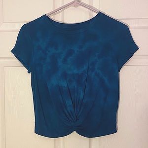 AERIE • Women’s Blue Tie-Dye Crop Baby Tee with Twist Size- XS